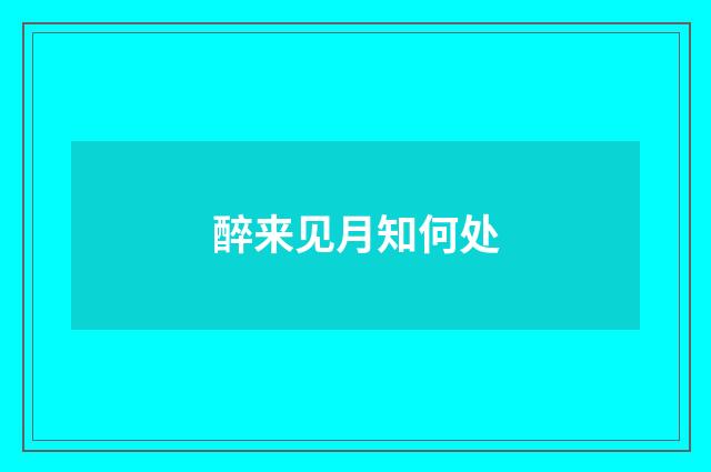 醉来见月知何处