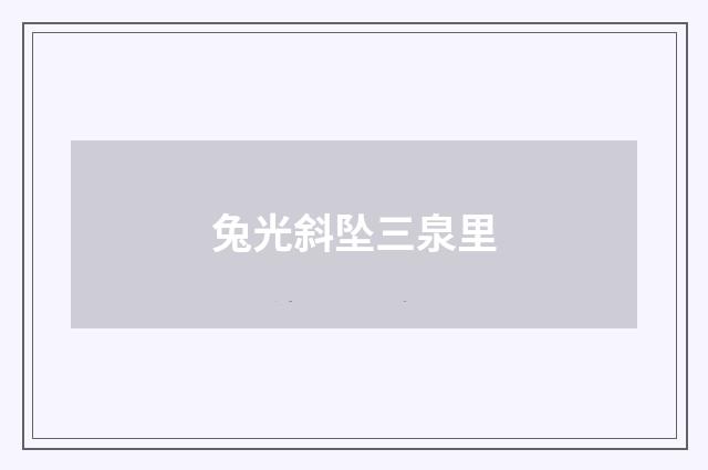 兔光斜坠三泉里
