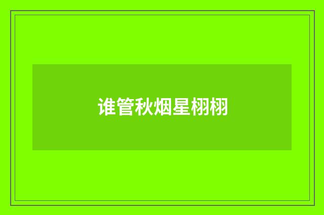谁管秋烟星栩栩