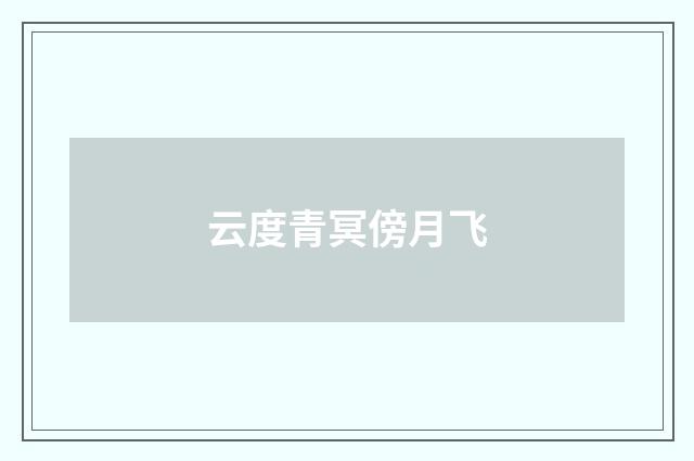 云度青冥傍月飞