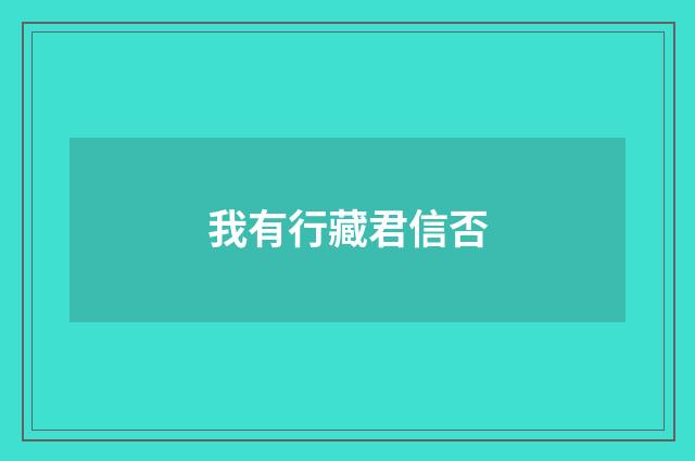 我有行藏君信否
