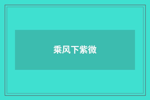 乘风下紫微