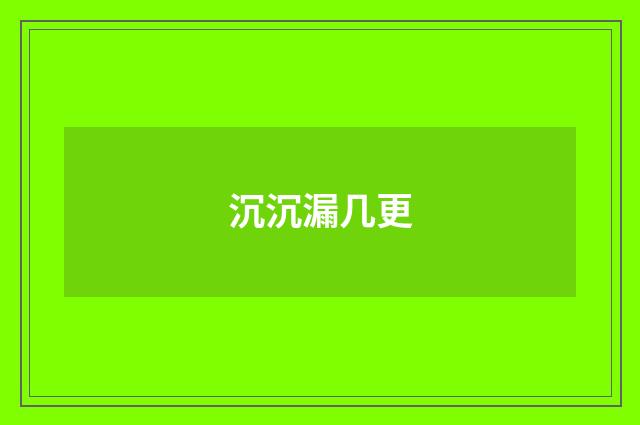 沉沉漏几更