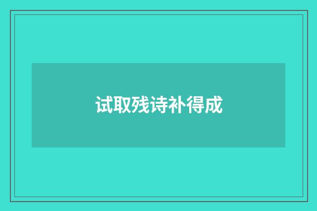 试取残诗补得成