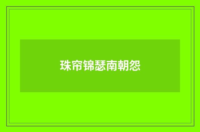 珠帘锦瑟南朝怨