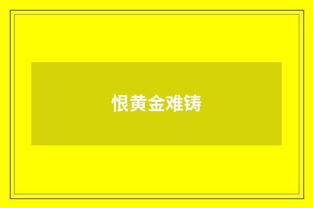 恨黄金难铸