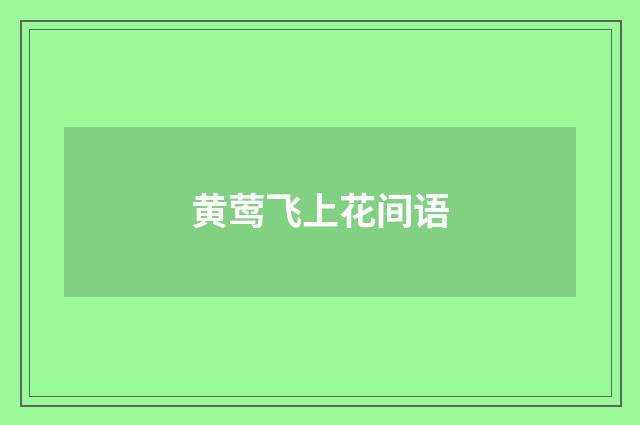 黄莺飞上花间语