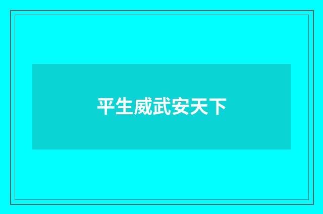 平生威武安天下