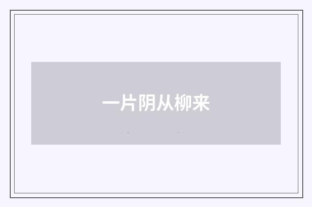 一片阴从柳来