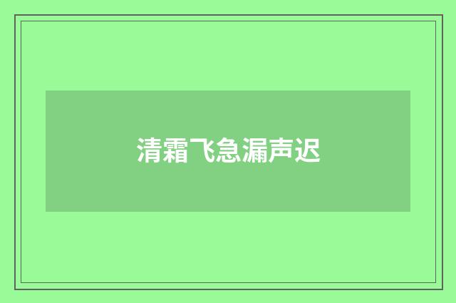 清霜飞急漏声迟