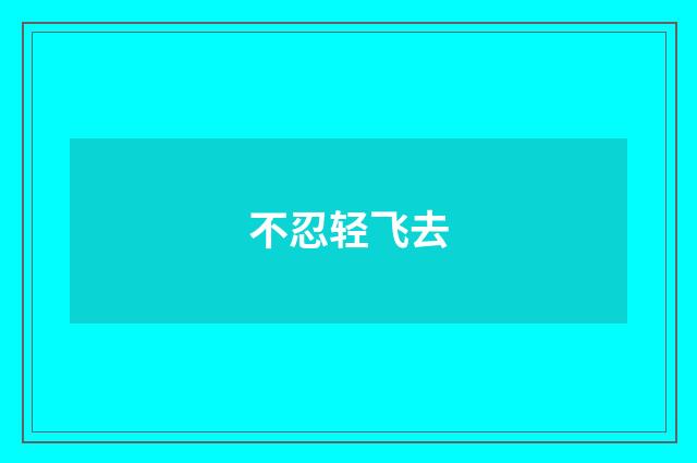 不忍轻飞去