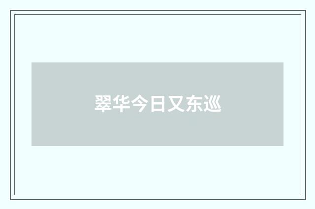翠华今日又东巡