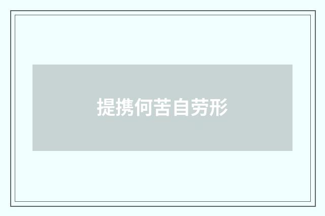 提携何苦自劳形