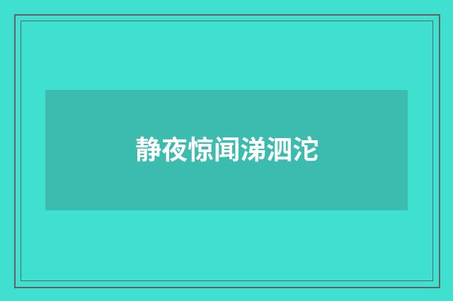 静夜惊闻涕泗沱