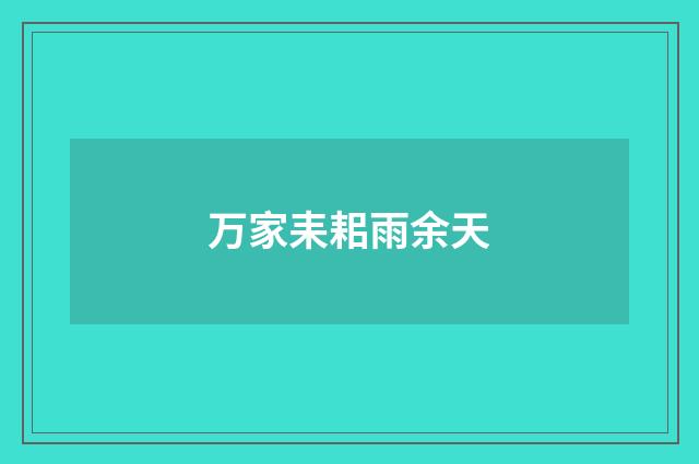 万家耒耜雨余天