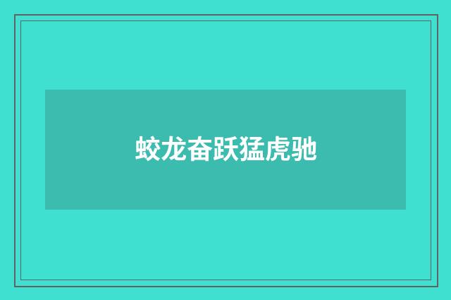 蛟龙奋跃猛虎驰