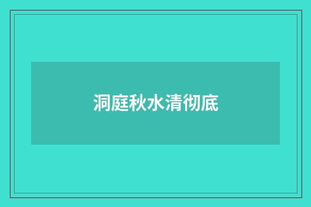 洞庭秋水清彻底