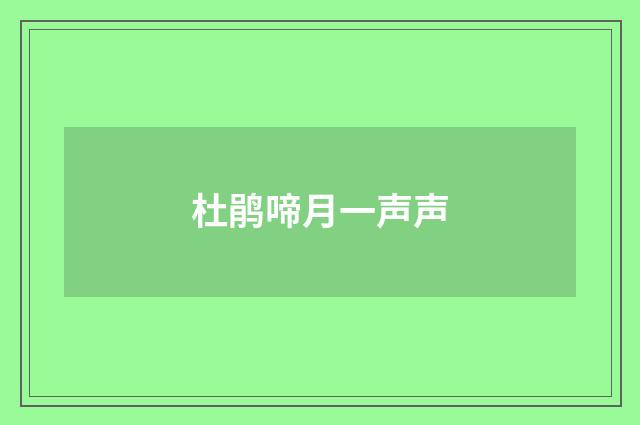 杜鹃啼月一声声