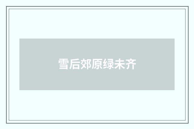 雪后郊原绿未齐