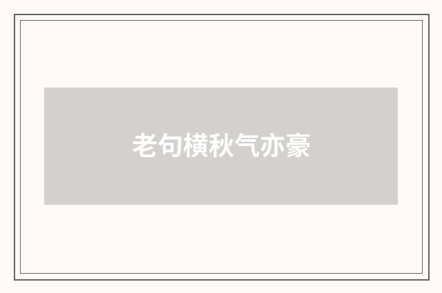 老句横秋气亦豪