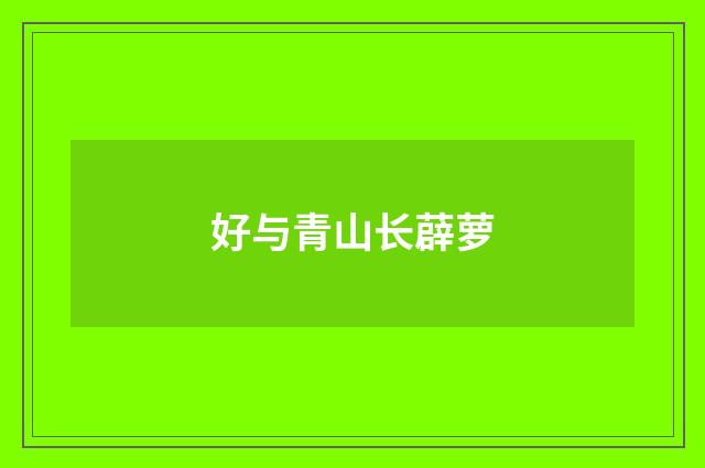 好与青山长薜萝
