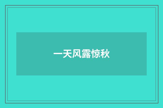 一天风露惊秋