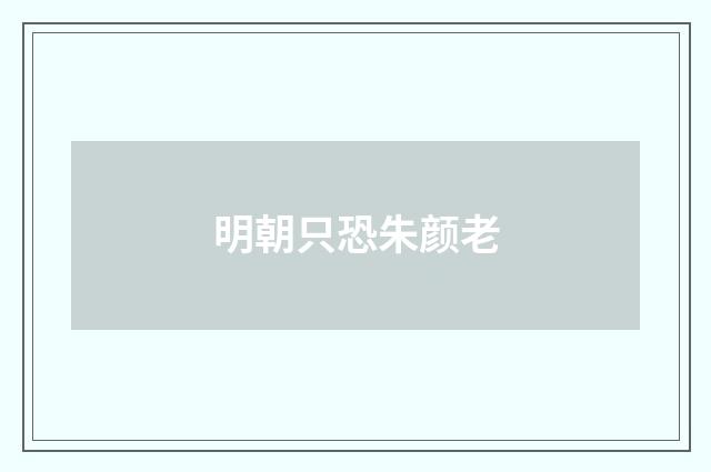 明朝只恐朱颜老