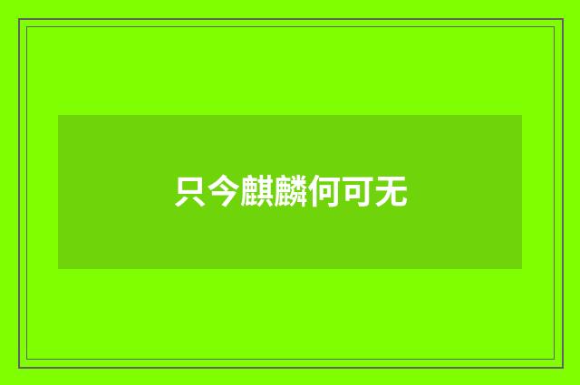 只今麒麟何可无