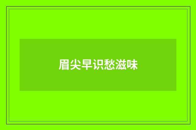 眉尖早识愁滋味