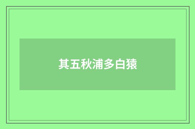 其五秋浦多白猿