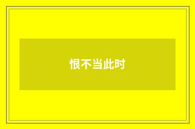 恨不当此时