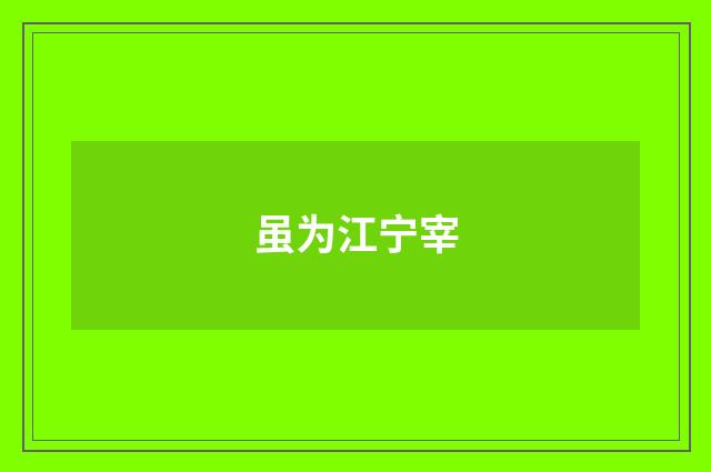 虽为江宁宰