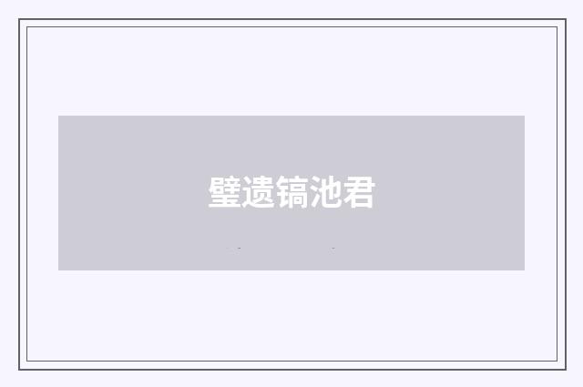 璧遗镐池君