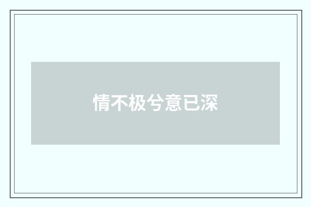 情不极兮意已深