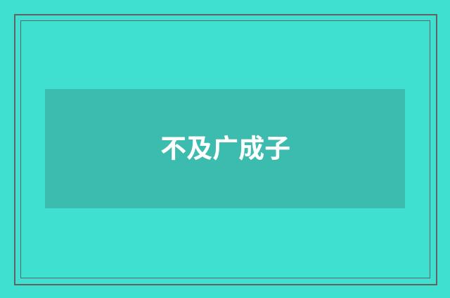 不及广成子