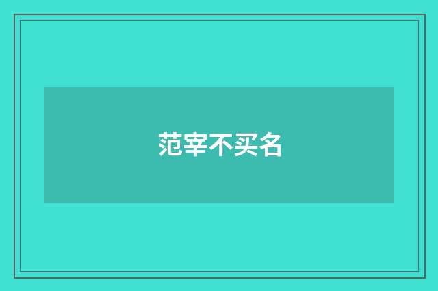范宰不买名