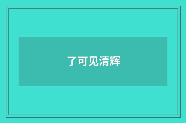 了可见清辉