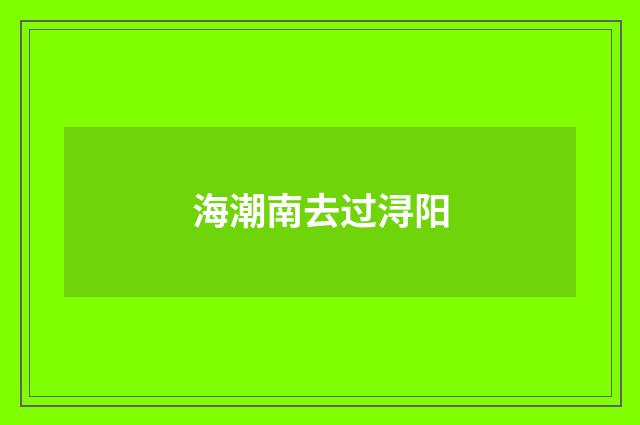 海潮南去过浔阳