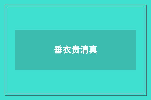 垂衣贵清真