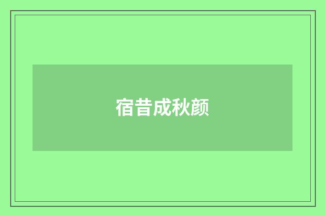 宿昔成秋颜
