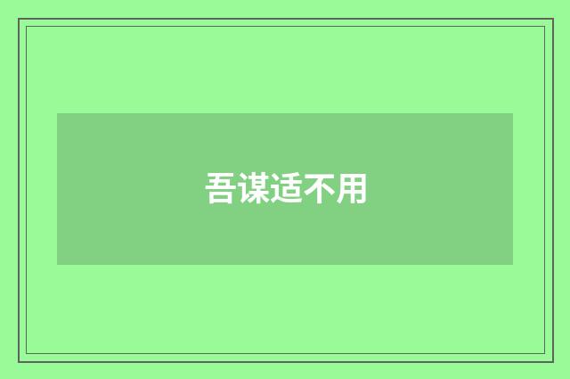 吾谋适不用