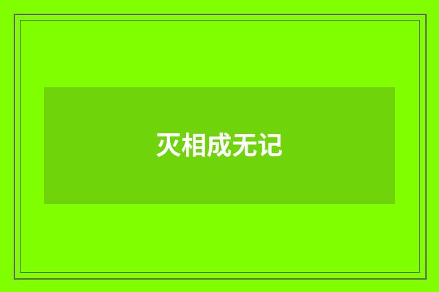 灭相成无记