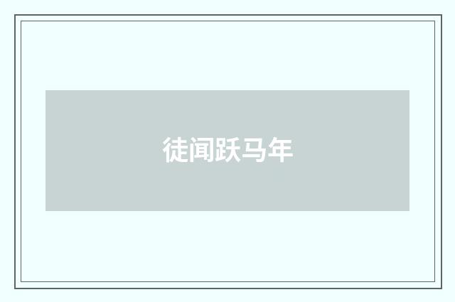 徒闻跃马年