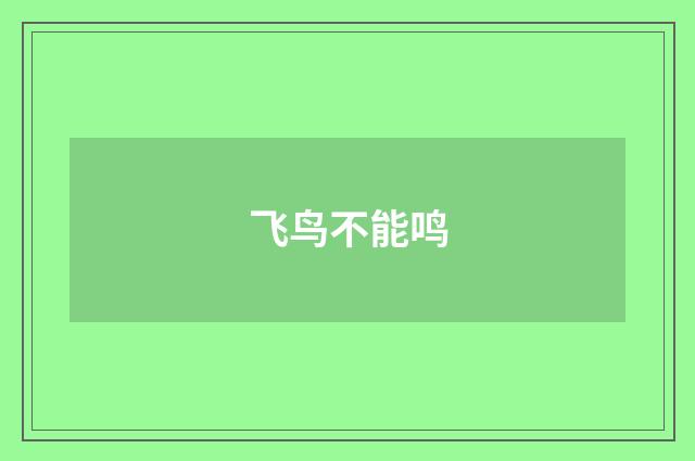 飞鸟不能鸣