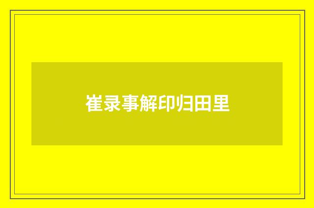 崔录事解印归田里