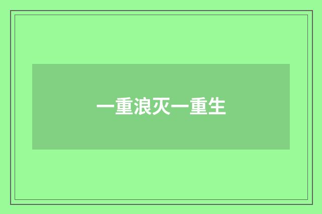 一重浪灭一重生