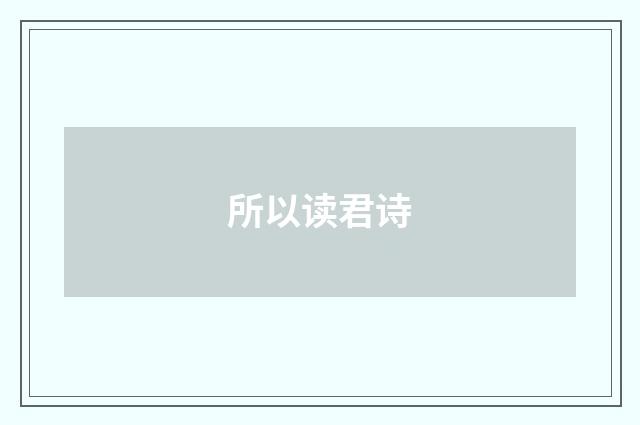 所以读君诗