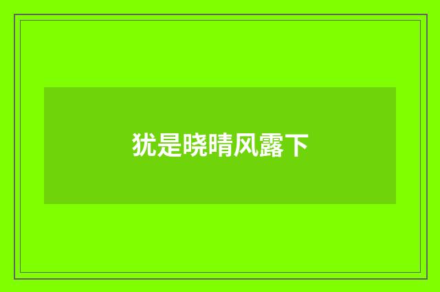 犹是晓晴风露下