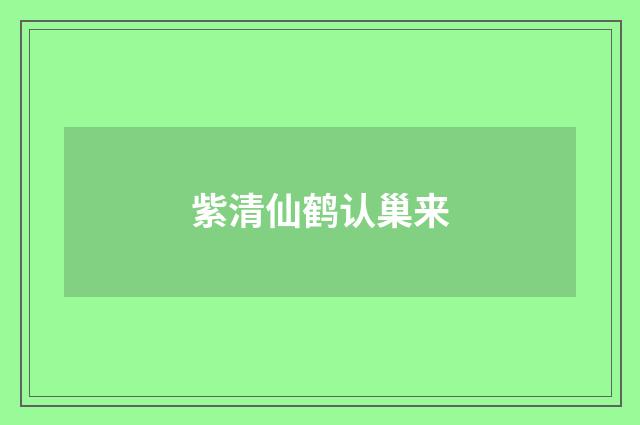 紫清仙鹤认巢来