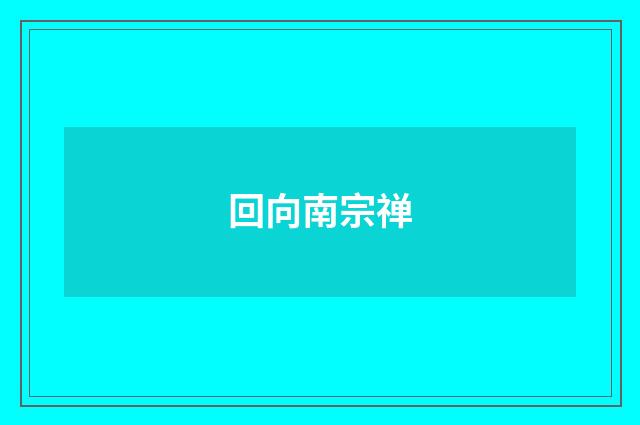 回向南宗禅